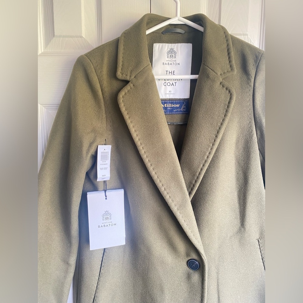 NWT Aritzia Babaton The Stedman Coat Olive Green - Picture 3 of 9